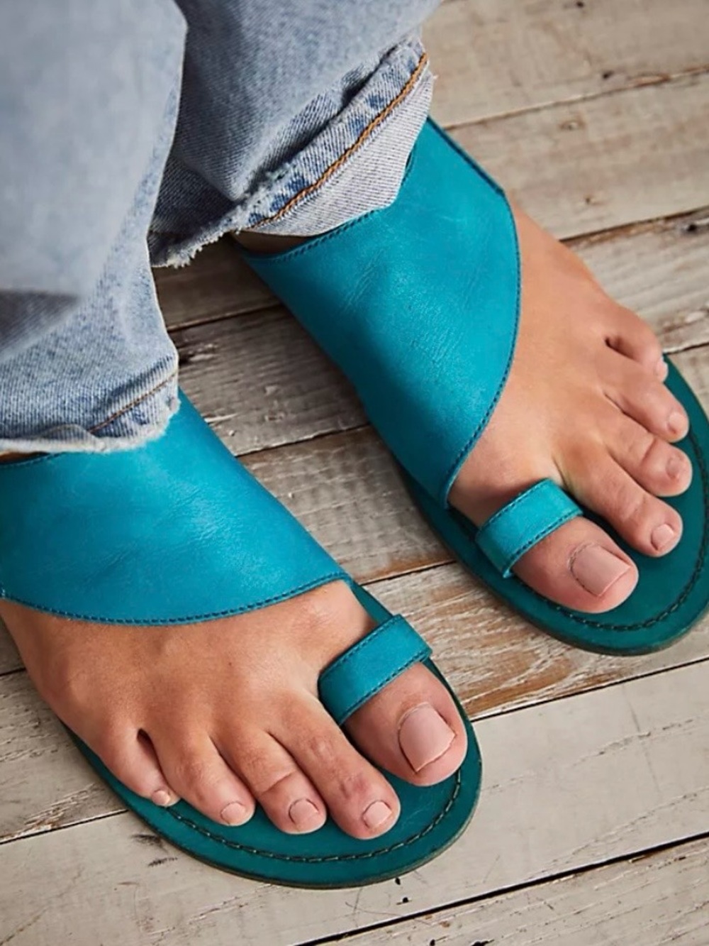 NWOB Free People Sant Antoni Turquoise Slide - Size 36 - Picture 2 of 9
